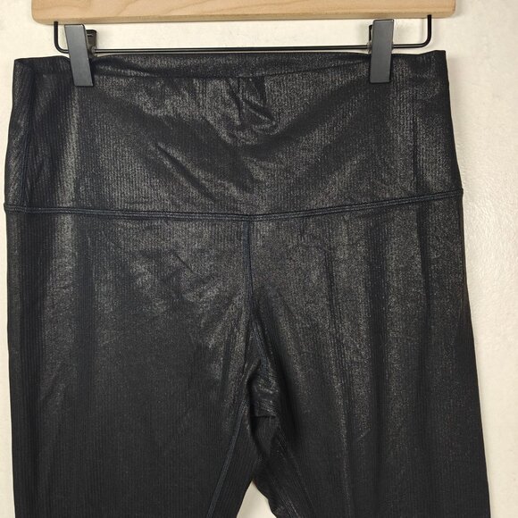 Lululemon Align High-Rise Ribbed Pant 25" Shine Radiate Foil Black Night Size 12 - Picture 2 of 9